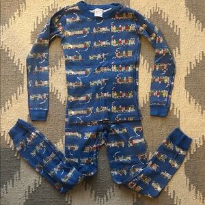 Hanna Andersson Blue Train Print Pajama Set